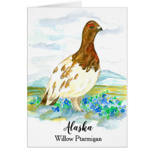 Hello From Alaska Willow Ptarmigan Blank Cards