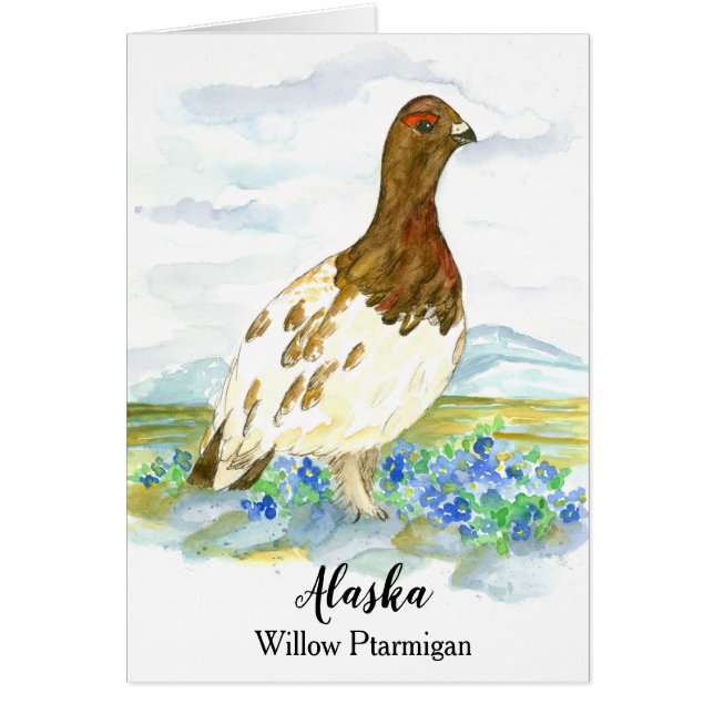 Hello From Alaska Willow Ptarmigan Blank Cards (Front)