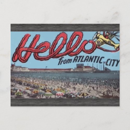 Hello From Atlantic City  Vintage Postcard