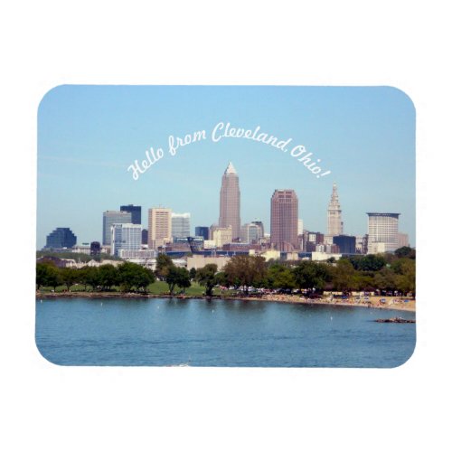 Hello from Cleveland Ohio Lake Skyline Magnet