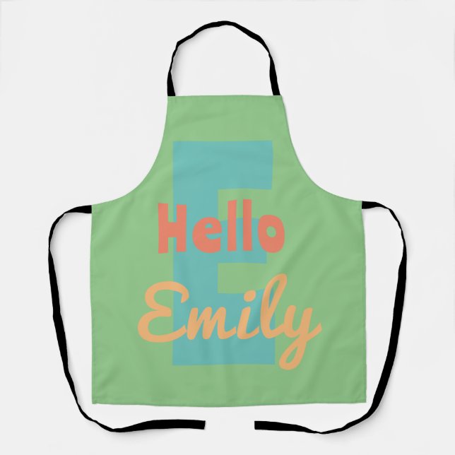 Hello From Custom Monogram - Pastel Gift Idea Apron (Front)