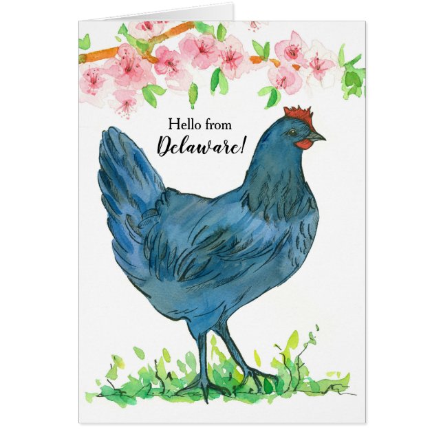 Hello from Delaware Blue Hen Chicken Blank Cards (Front)
