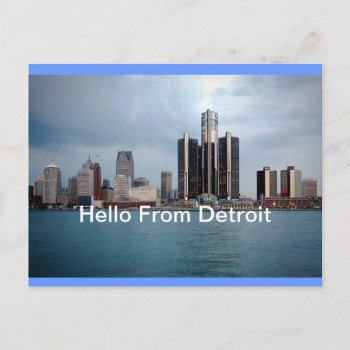 Hello From Detroit  Michigan Postcard by Sandiegodianna at Zazzle