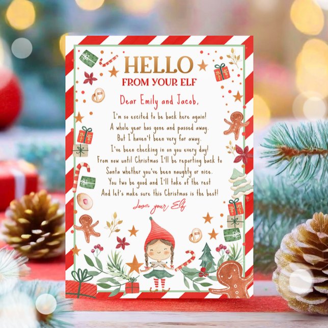 Hello From Elf Arrival Letter I'm Back Christmas  Invitation (Creator Uploaded)