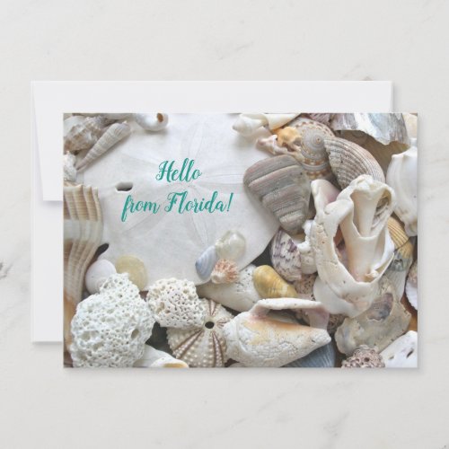 Hello From Florida Custom Beach Shells Flat Card