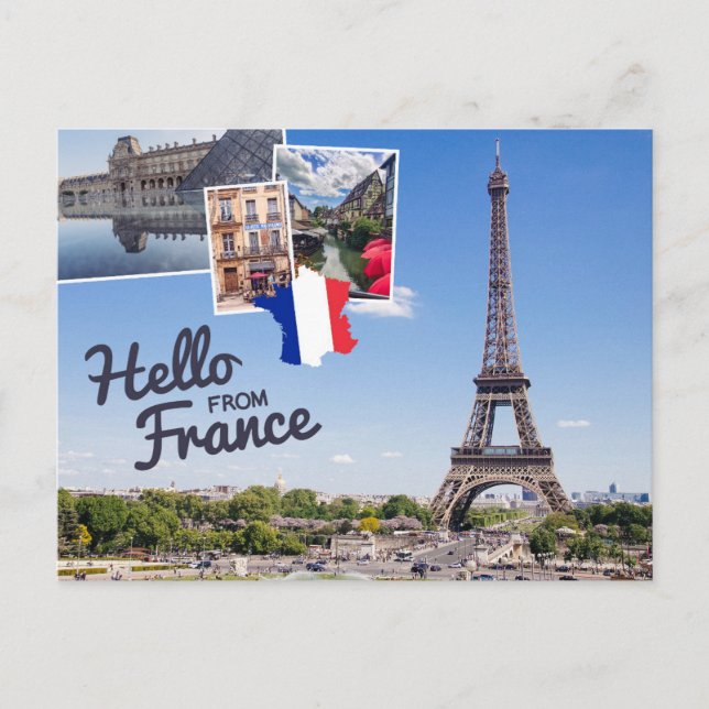 Hello From France Holiday Postcard (Front)
