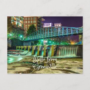 Hello From Greenville, South Carolina Reedy River Postcard