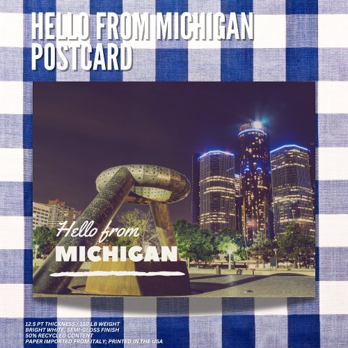 Hello From Michigan Postcard