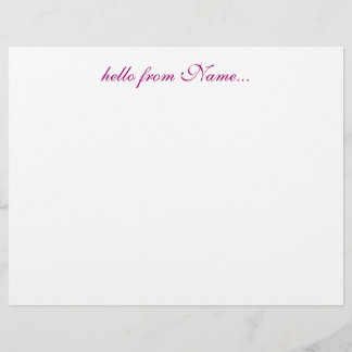"hello from Name..." stationary - personalize