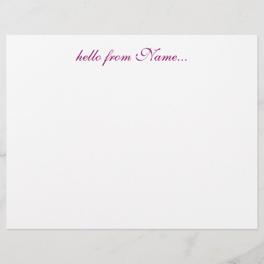 "hello from Name..." stationary - personalize (Front)