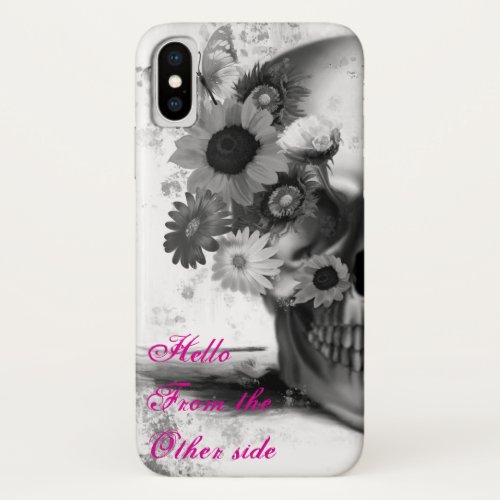 Hello from other side floral butterfly skull iPhone x case