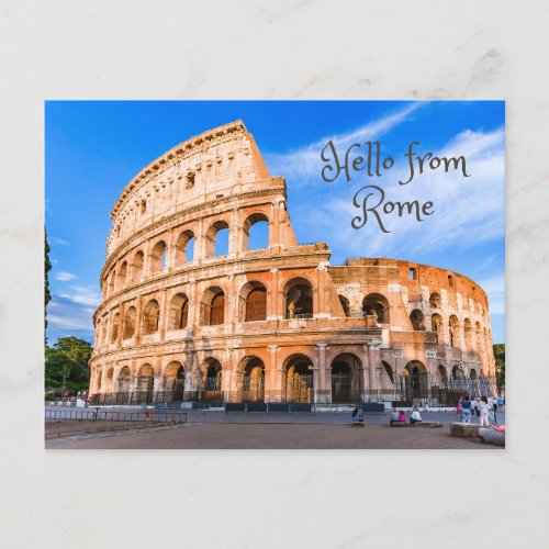 Hello from Rome Italy Ancient Colosseum  Postcard
