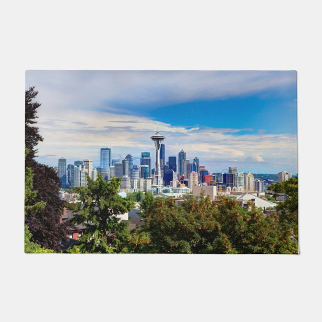 Hello from Seattle, Washington. Downtown View   Doormat (Front)