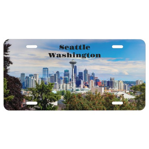Hello from Seattle Washington Downtown View  License Plate