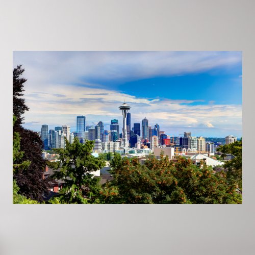 Hello from Seattle Washington Downtown View  Poster