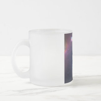 Hello from space. frosted glass coffee mug