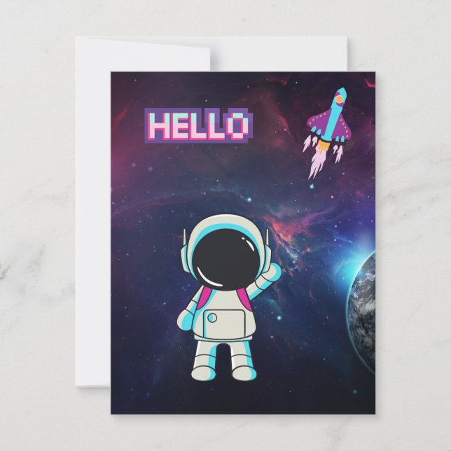 Hello from space. RSVP card (Front)