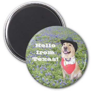 Hello From Texas! Magnet by myrtieshuman at Zazzle