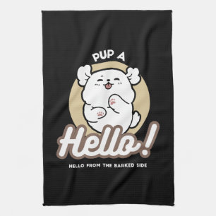 Hello from the Barked Side – Cute Dog Design Kitchen Towel