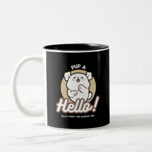 Hello from the Barked Side – Cute Dog Design Two-Tone Coffee Mug