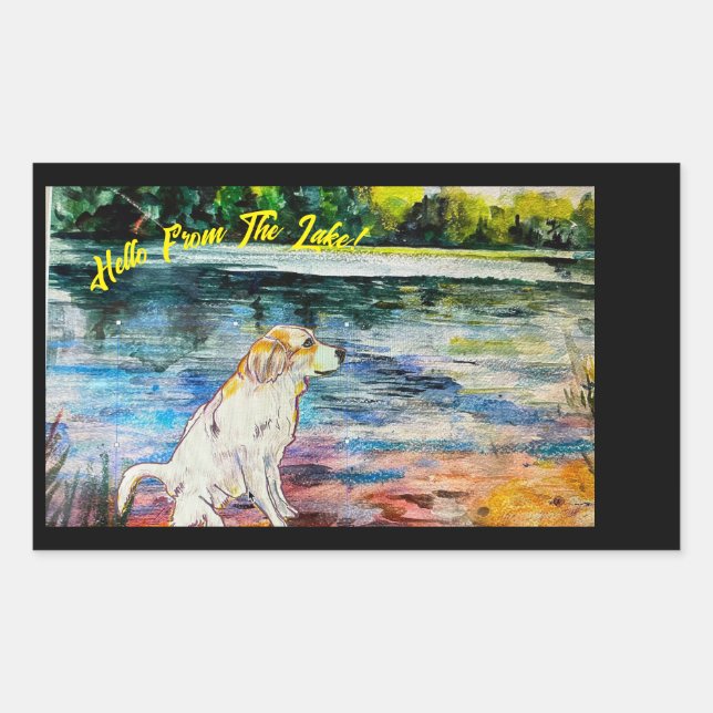 Hello From The Lake Rectangular Sticker (Front)