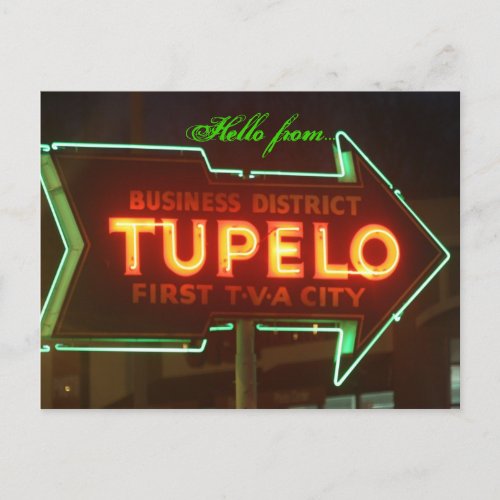 Hello From Tupelo Postcard