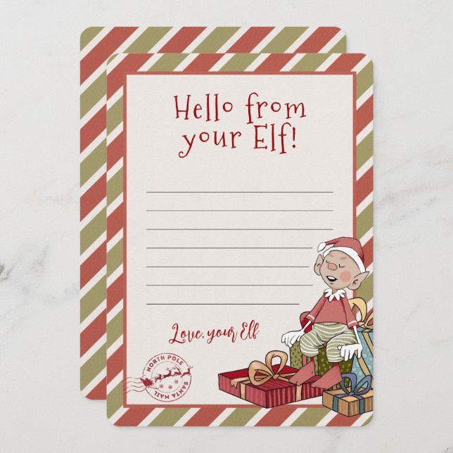 Hello From Your Elf, Letter Notecard (Front/Back)