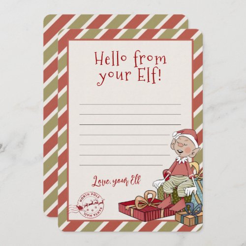 Hello From Your Elf Letter Notecard