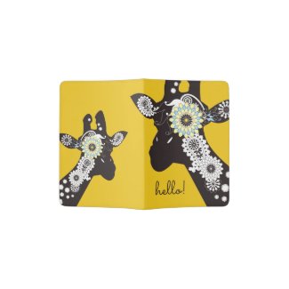 Hello! - Funky Cool Giraffe Design Funny Yellow Passport Holder