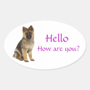 Hello German Shepherd Puppy Dog Greeting Stickers