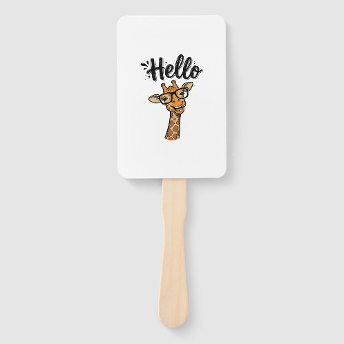 Hello Giraffe Vintage Engraving Cute Animal Shirt_ Hand Fan