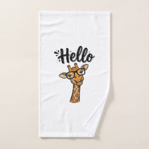 Hello Giraffe Vintage Engraving Cute Animal Shirt_ Hand Towel