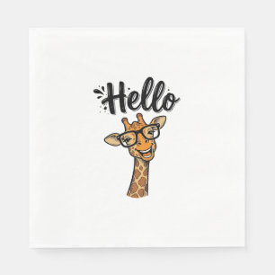 Hello Giraffe Vintage Engraving Cute Animal Shirt_ Napkins