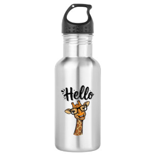 Hello Giraffe Vintage Engraving Cute Animal Shirt_ Stainless Steel Water Bottle
