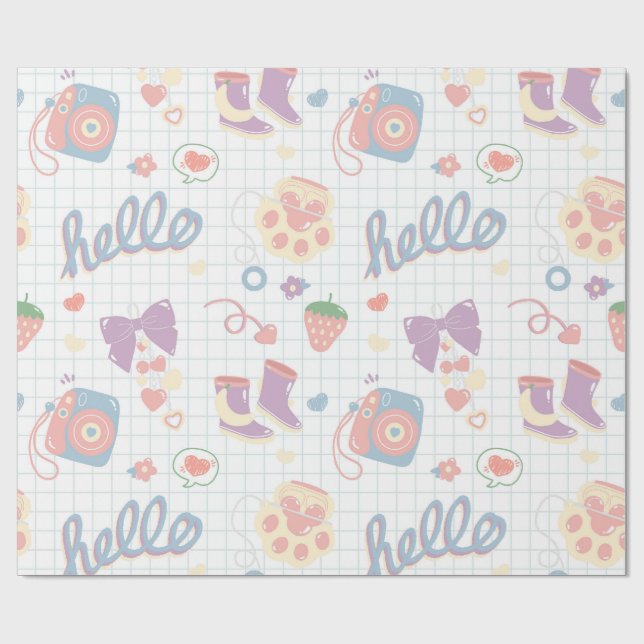 Hello! Girl things pattern Wrapping Paper (Flat)