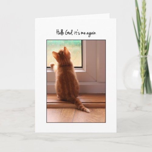 Hello God its me again  kitten Blank inside Card