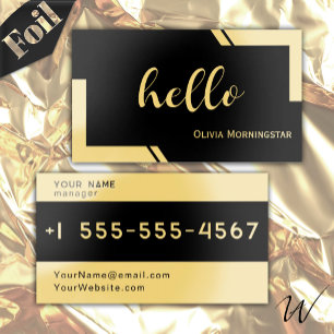 Hello Gold Foil Modern Networking Spot Gloss Business Cards