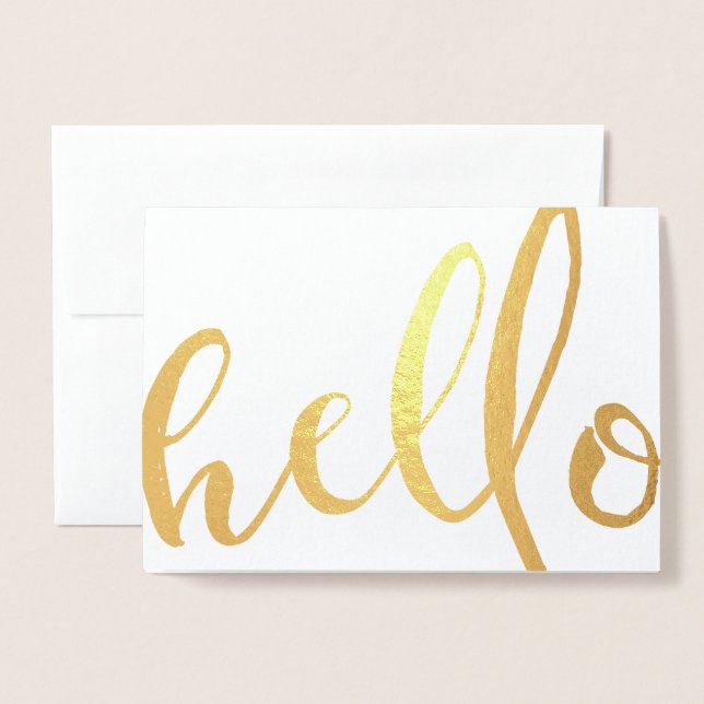 Hello Gold Foil Script Foil Card (Front With Envelope)