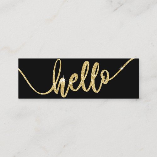 HELLO Gold Typography Modern Minimalist Mini Business Card