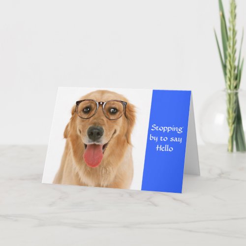 Hello Golden Retriever Dog  Glasses Greeting Card