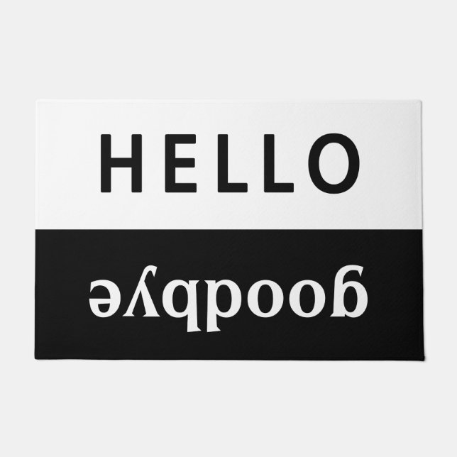 hello goodbye black & white doormat (Front)