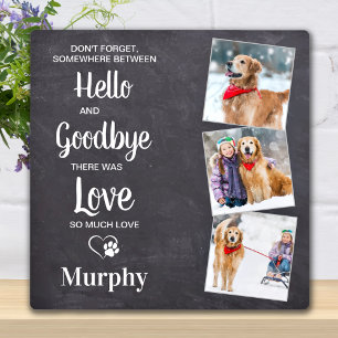 Hello Goodbye Personalized 3 Photo Pet Memorial Plaque