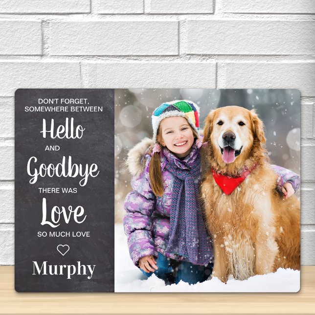 Hello Goodbye Pet Memorial Personalized Dog Photo  Plaque (Creator Uploaded)