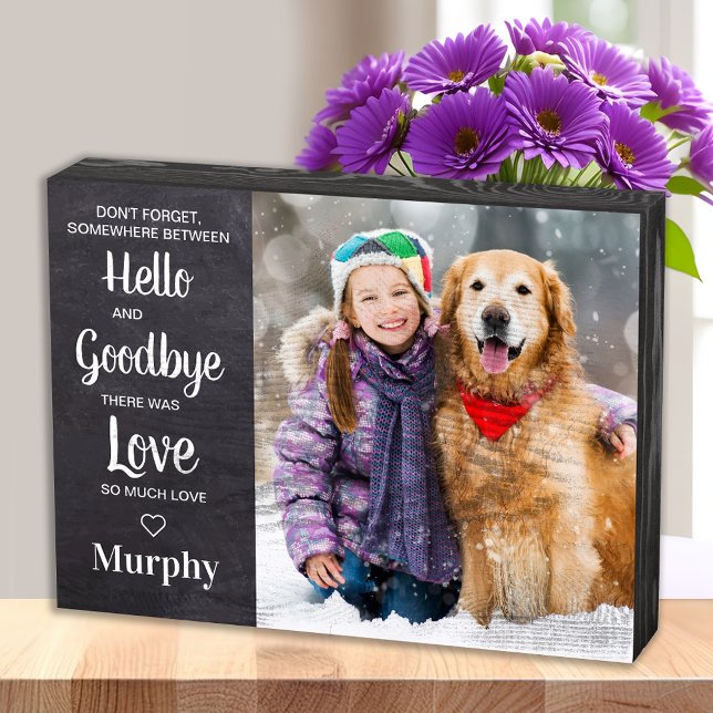 Hello Goodbye Pet Memorial Personalized Dog Photo  Wooden Box Sign (Creator Uploaded)