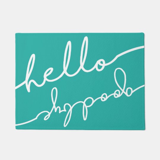 Hello Goodbye Typography Pick Your Color Doormat Zazzle Com