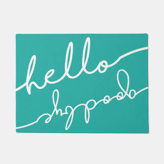 Hello Goodbye Typography - Pick Your Color Doormat | Zazzle