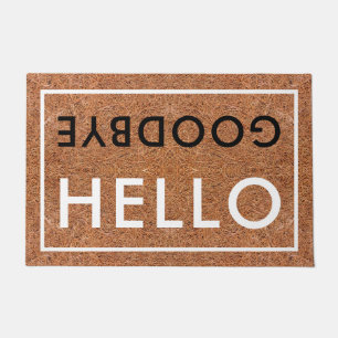 Hello Goodbye Typography Welcome Coir Doormat
