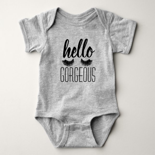 'Hello Gorgeous' Baby One Piece Baby Bodysuit (Front)