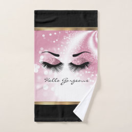 Hello Gorgeous - Beautiful Eyelashes with Pink Bath Towel Set