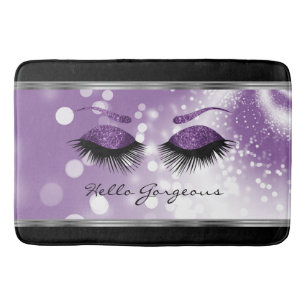 Hello Gorgeous - Beautiful Eyelashes with Purple  Bath Mat